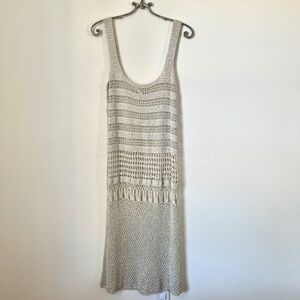 Erica Tanov • Silk Metallic Crochet Cover Up Dress • Size 0